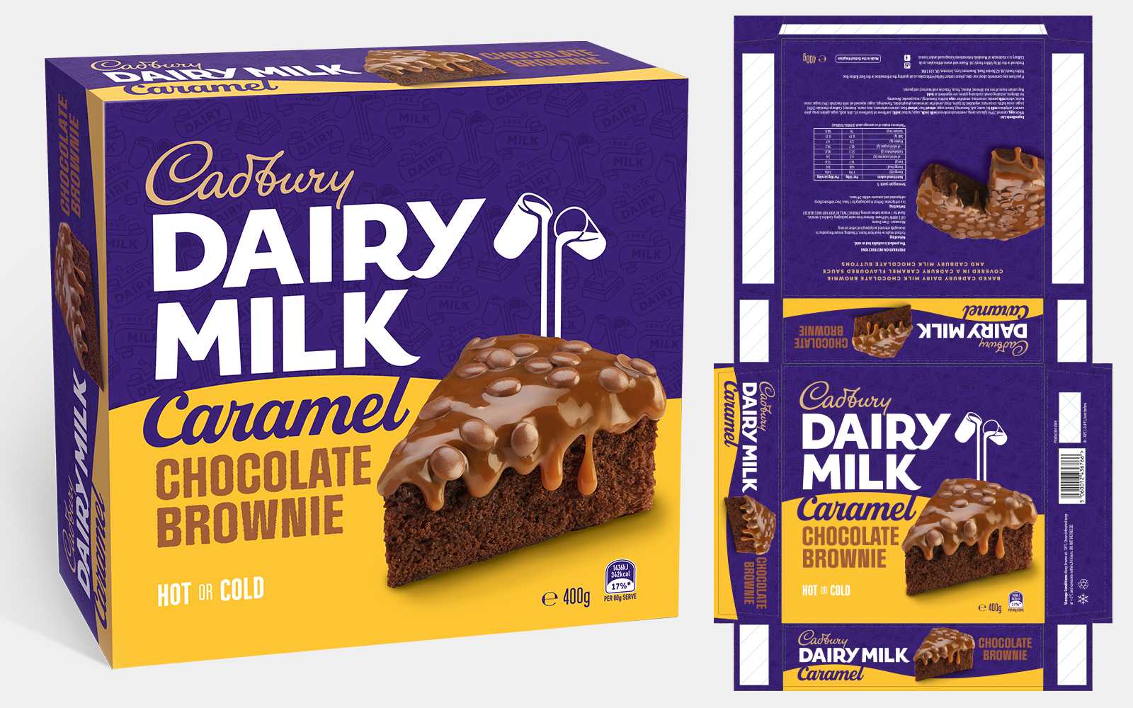 Cadbury caramel brownie packaging design