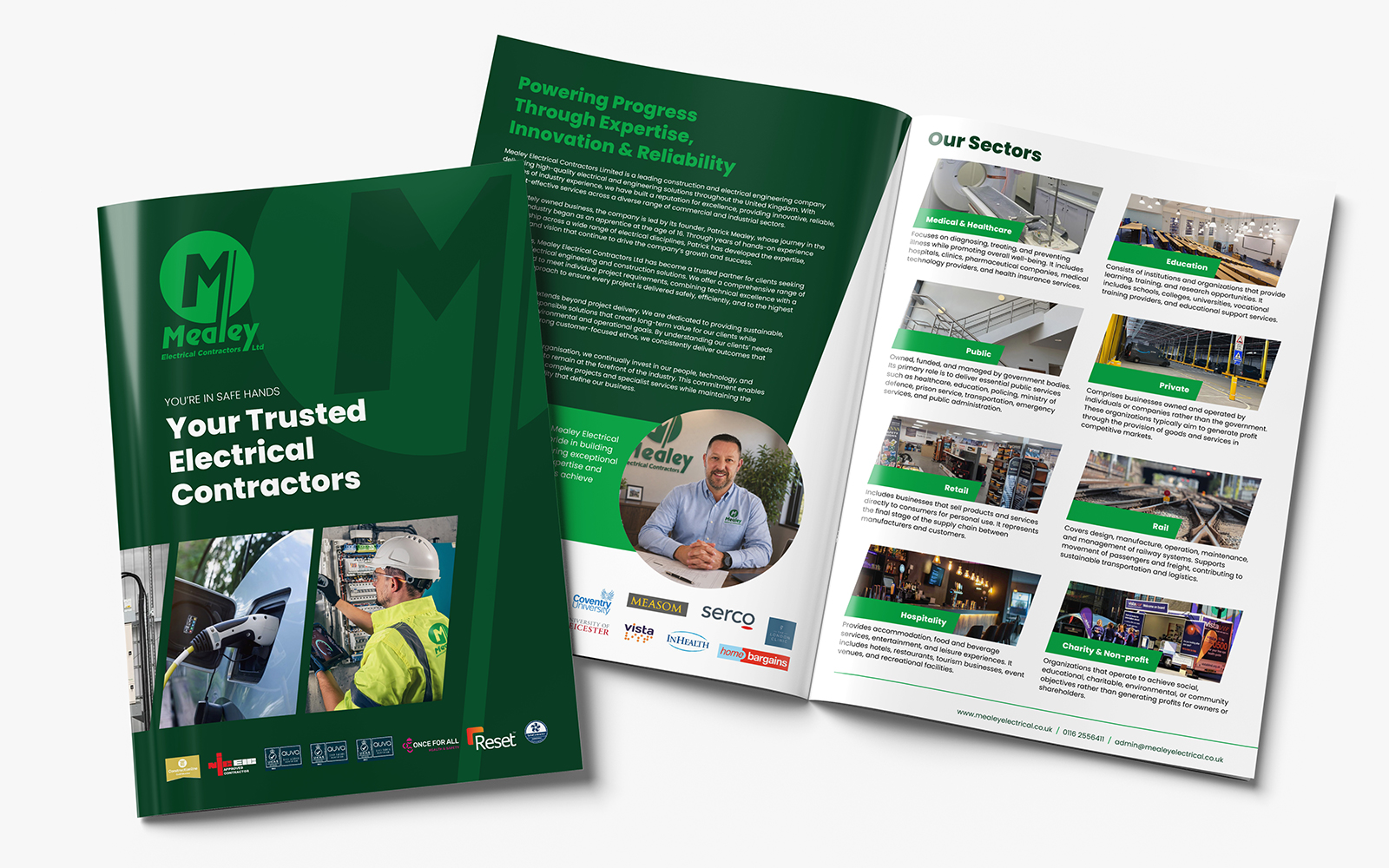Brochure design for electrical contractors in Leicestershire